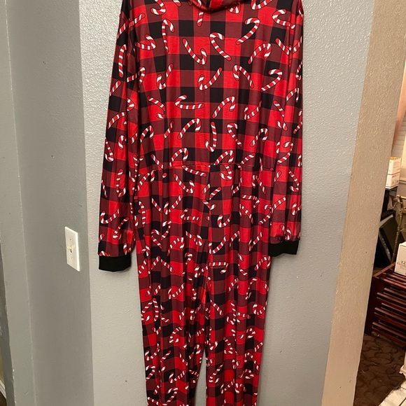 Christmas candy cane pj with hood - Picture 2 of 3
